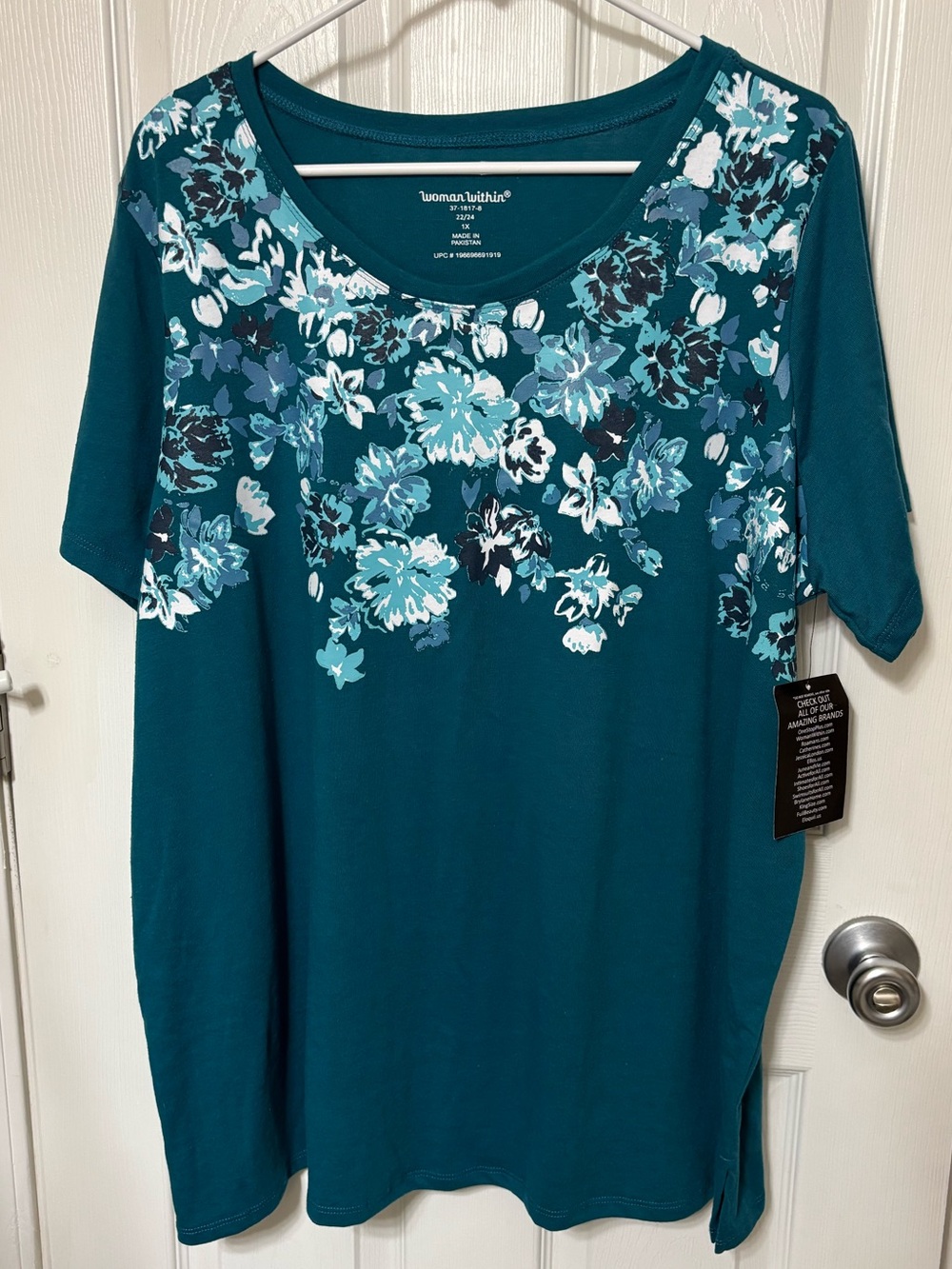 Woman Within floral print short sleeve t-shirt